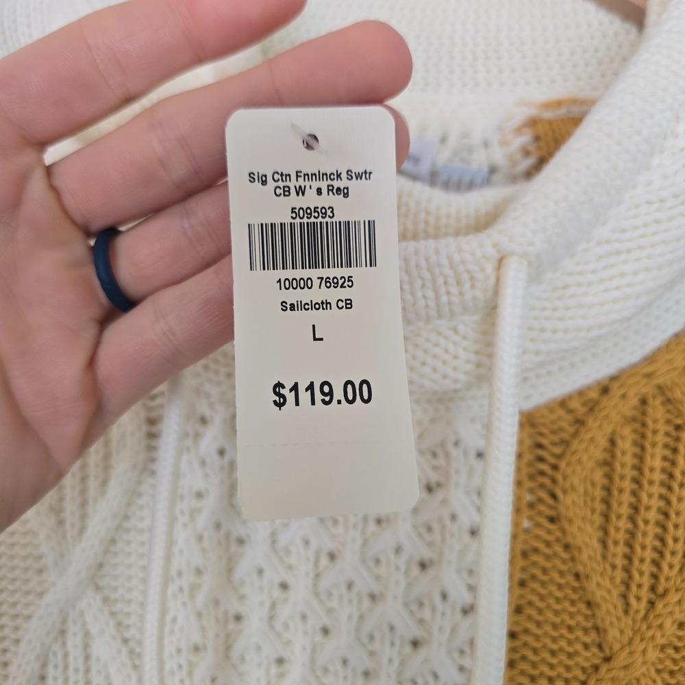 NWT L.L. Bean Signature Womens Cotton Cowl Neck Sweater Size‎ L Fisherman Cozy - Picture 8 of 13
